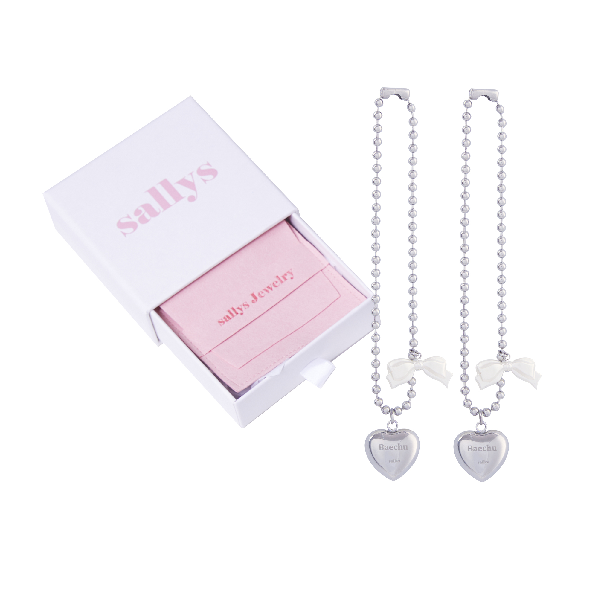 Shine heart naming necklace package (Human/dog 2set)